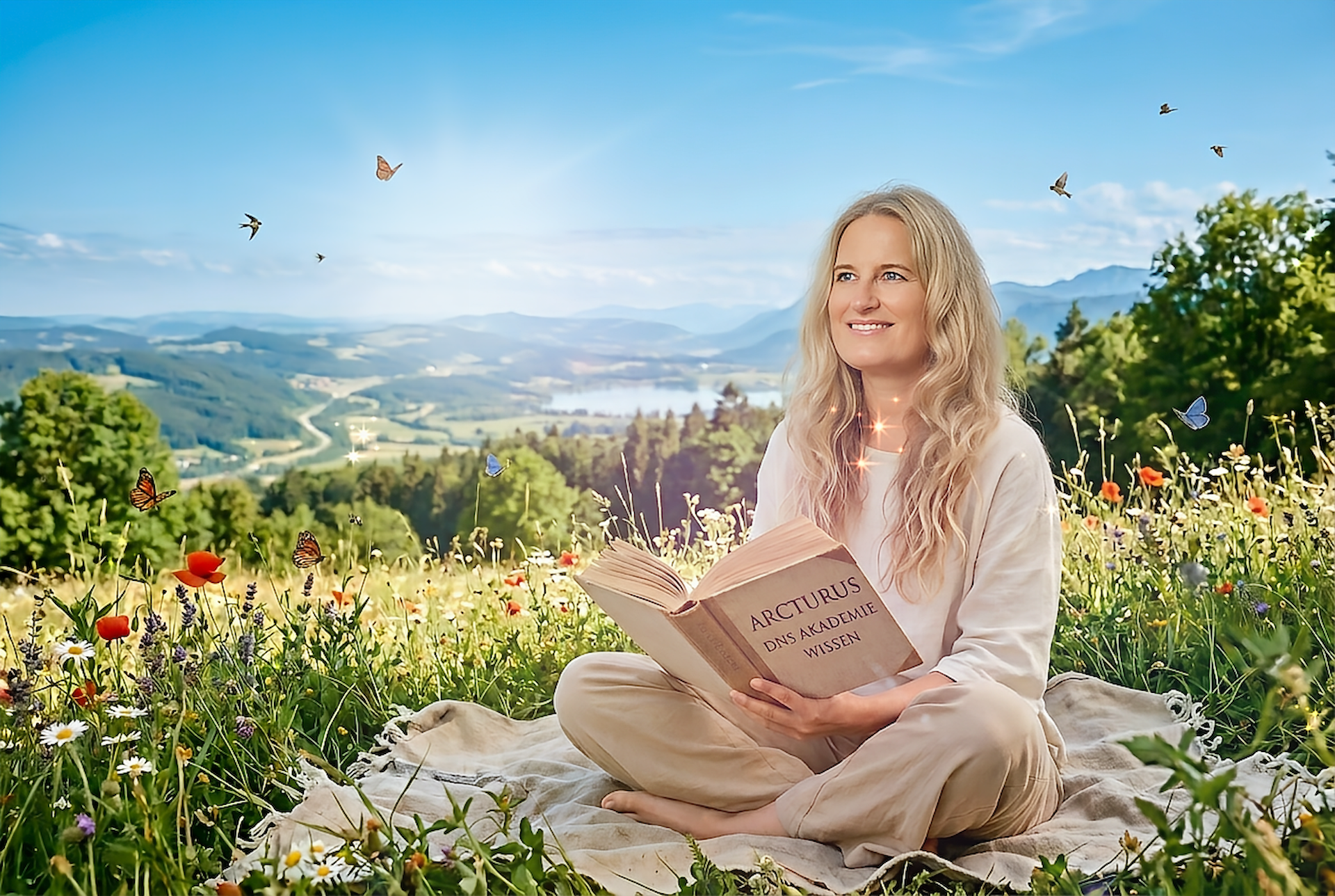 KI Frau in der Wiese 1920 PNG